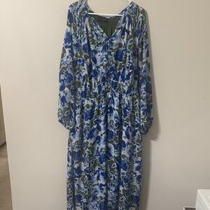 Lark & Ro Blue and Green Printed Maxi Dress